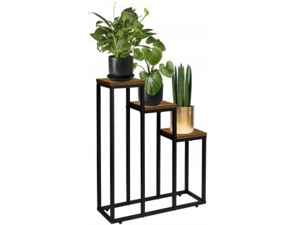 3patrový stojan na květiny 67 x 51 x 17 cm černý/starý dub
