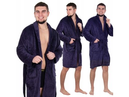 Pánský fleecový župan premium TWIN velikost L/XL, tmavě modrý
