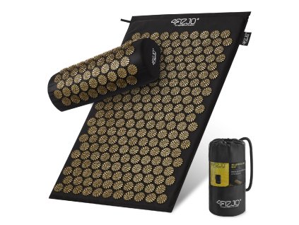 Akupresurní masážní podložka s polštářem 68x42 cm černo-zlatá