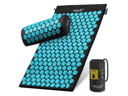 Akupresurní masážní podložka s polštářem 68x42 cm černo-tyrkysová