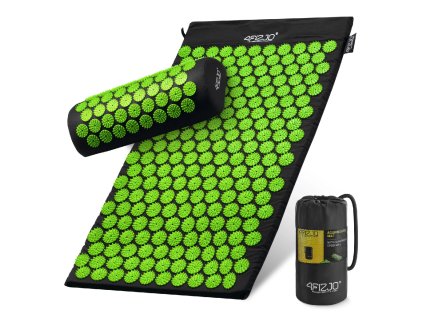 Akupresurní masážní podložka s polštářem 68x42 cm černo-zelená