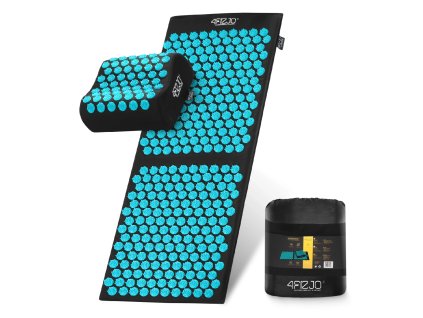 Akupresurní masážní podložka s polštářem ERGO XL 110x42 cm černo-tyrkysová