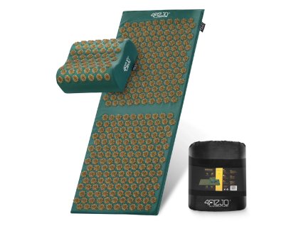 Akupresurní masážní podložka s polštářem ERGO XL 110x42 cm zeleno-zlatá
