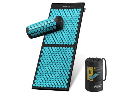 Akupresurní masážní podložka s polštářem XL 110x42 cm černo-tyrkysová