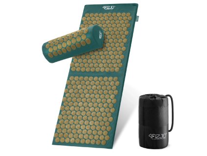 Akupresurní masážní podložka s polštářem XL 110x42 cm zeleno-zlatá