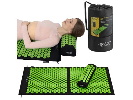 Akupresurní masážní podložka s polštářem XL 110x42 cm černo-zelená