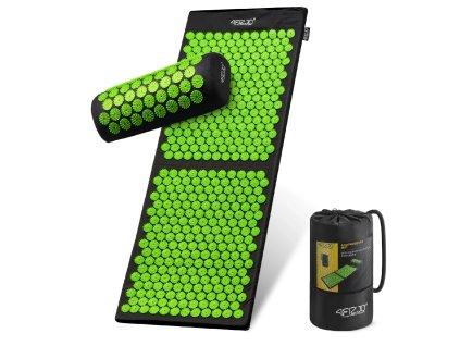 Akupresurní masážní podložka s polštářem XL 110x42 cm černo-zelená