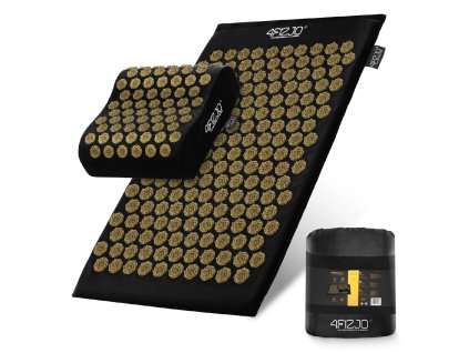 Akupresurní masážní podložka s polštářem ERGO 68x42 cm černo-zlatá