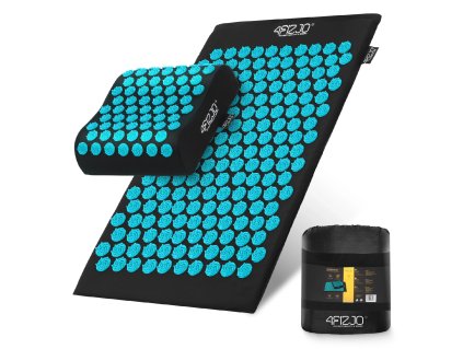 Akupresurní masážní podložka s polštářem ERGO 68x42 cm černo-tyrkysová