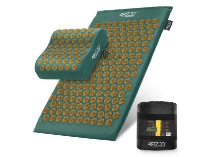 Akupresurní masážní podložka s polštářem ERGO 68x42 cm zeleno-zlatá