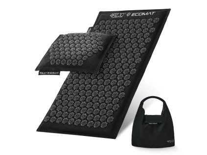 Akupresurní masážní podložka eko kokosová s polštářem 68x42 cm černo-grafitová