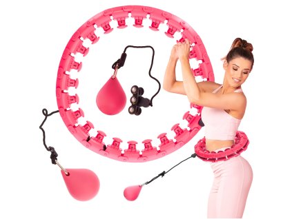 Hula hoop se zátěží a masážními výstupky růžový