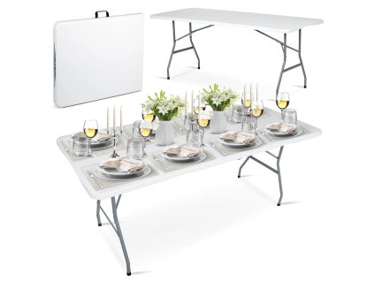 Skládací cateringový stůl 180 cm – bílý