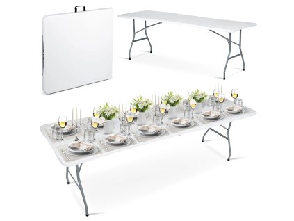 Skládací cateringový stůl 244 cm – bílý