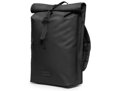 Městský voděodolný batoh Roll-Top s kapsou na notebook – Černý