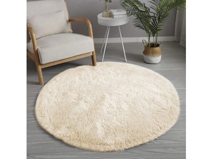 Plyšový kulatý koberec - Cream Beige
