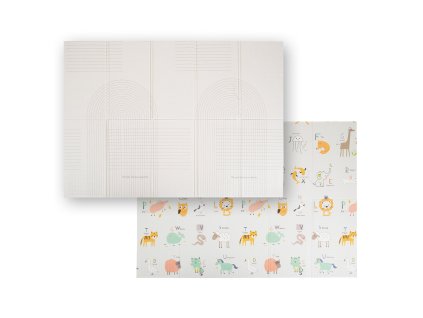 Oboustranná pěnová edukační podložka XPE 200×150 cm Zvířátka a linie