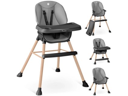 Jídelní židlička 3v1 MODERN – šedo-černá