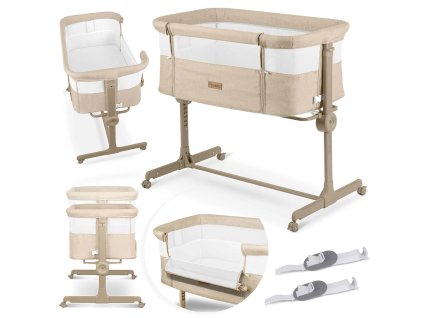 Dětská přístavná, skládací, cestovní postýlka Sleep&Go 0–5 m, 9 kg – béžová