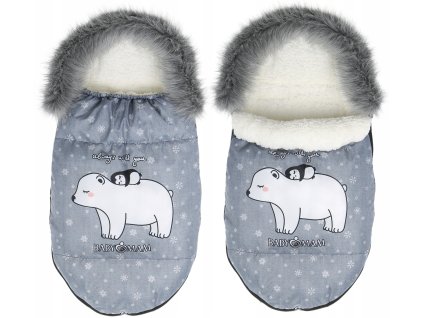 Exkluzivní fusak do kočárku s nášivkou HUSKY baránek lední medvěd