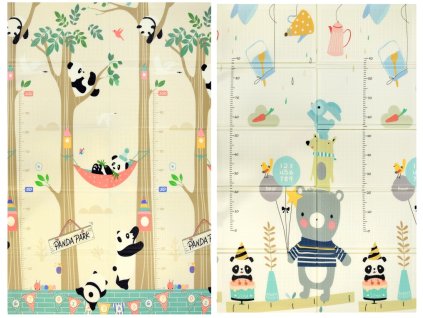 Pěnová skládací oboustranná podložka 120x180 cm panda+medvěd