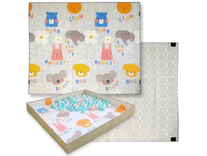 Oboustranná skládací 2v1 XPE pěnová hrací podložka 200x180 cm se suchým zipem
