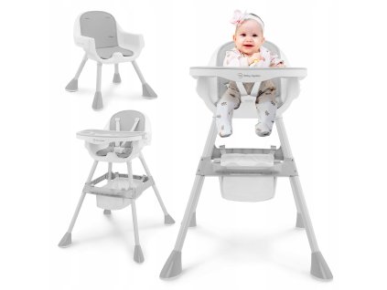 Rostoucí jídelní židlička 2v1 – šedá