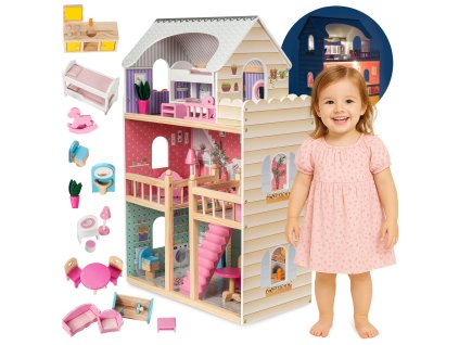 Velký domeček pro panenky XL s LED osvětlením