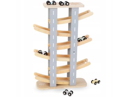 Dřevěná autodráha – skluzavka pro autíčka, 6 pater