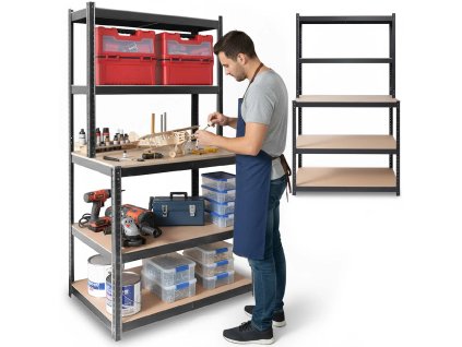 Kovový regál s pracovním plátem 180 × 100 × 60 cm