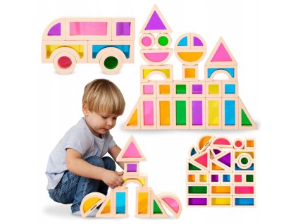 Dřevěné duhové kostky – 25 dílků