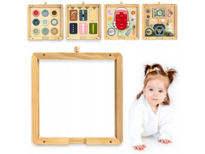 Dřevěný nástěnný rám – pro montáž vzdělávacích tabulí Montessori