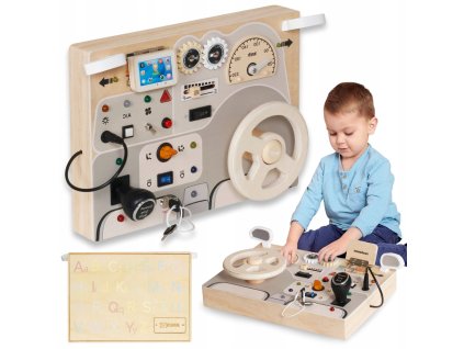 Dřevěná tabule Montessori – automobilová palubní deska