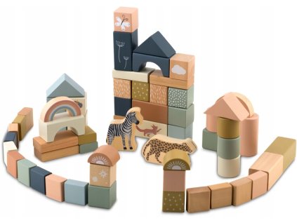 Dřevěné stavební kostky – 70 kusů