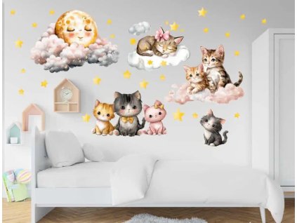 Samolepka koťátka v oblacích