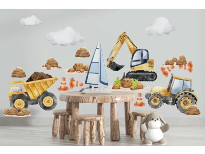 Samolepka na zeď – stavební stroje