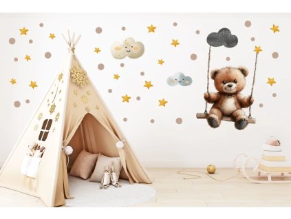 Samolepka na zeď – hnědý medvídek