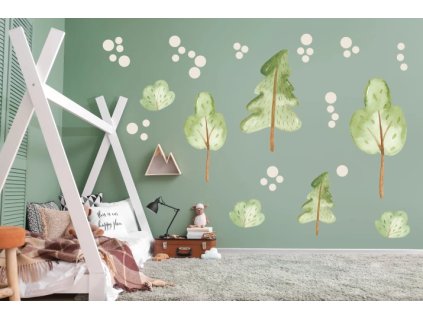 Samolepka na zeď – zelené stromy
