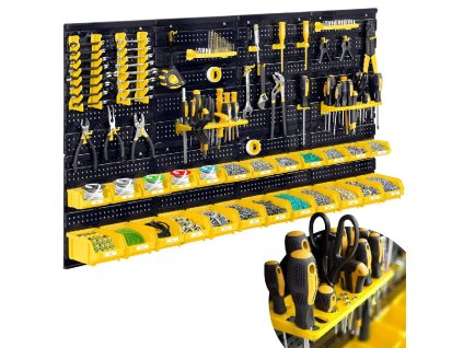 Nástěnná tabule na nářadí 128 × 76 cm – černo-žlutá