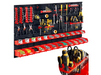 Nástěnná tabule na nářadí 128 × 76 cm – černo-červená
