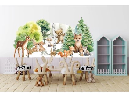 Samolepka na zeď – roztomilá lesní zvířátka