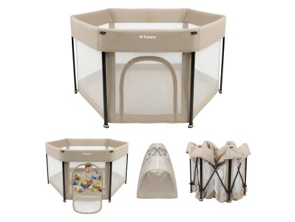 Dětská ohrádka skládací COZY NEST 125 x 125 cm – béžová