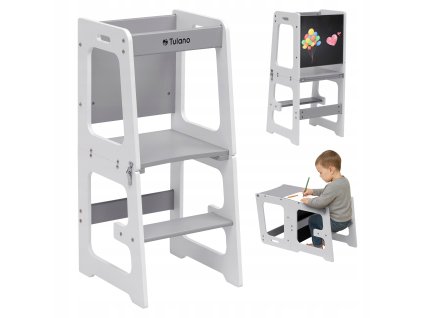 Kuchyňský pomocník KITCHEN HELPER WOODEN 3v1 – šedo-bílý