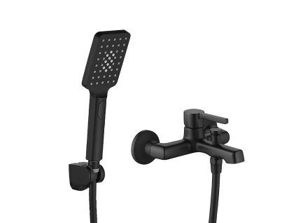 Nástěnná vanová baterie se sprchovým setem ALITA – černá
