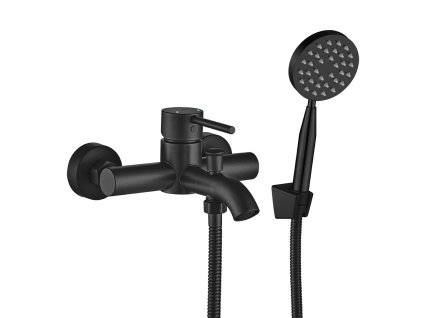 Nástěnná vanová baterie NOIA se sprchovým setem – černá