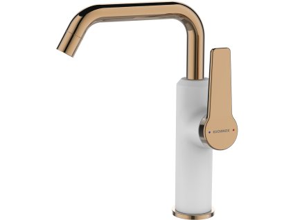 Stojánková umyvadlová baterie s výtokem L ALANIS - bílo-růžově zlatá