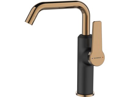 Stojánková umyvadlová baterie s výtokem L ALANIS - černo-růžově zlatá