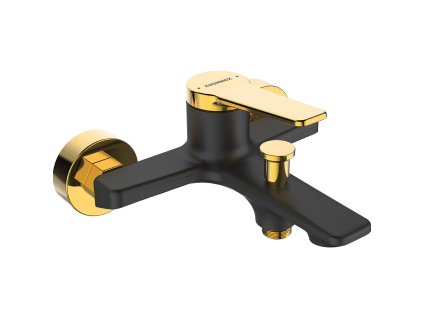 Nástěnná vanová baterie bez sprchového setu ALANIS - černo-zlatá