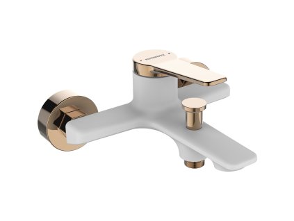 Nástěnná vanová baterie bez sprchového setu ALANIS - bílo-růžově zlatá