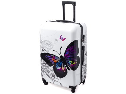 Velký cestovní kufr BUTTERFLY - bílý